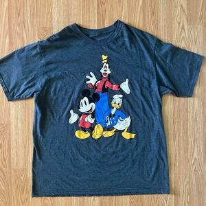 Walt Disney World Mickey, Donald, & Goofy Graphic Tee Navy Blue Size XL